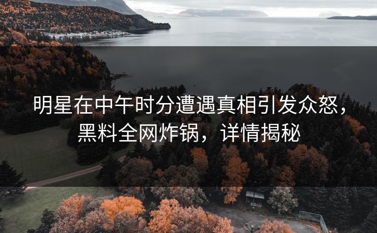 明星在中午时分遭遇真相引发众怒，黑料全网炸锅，详情揭秘