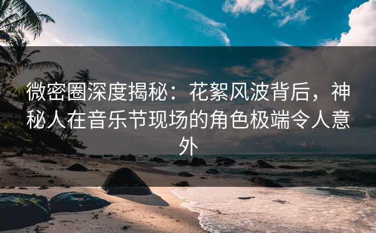 微密圈深度揭秘：花絮风波背后，神秘人在音乐节现场的角色极端令人意外